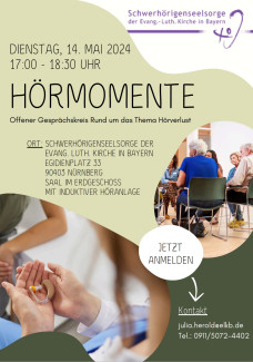 Flyer: HörMomente Gesprächsabend am 14. Mai 2024