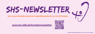 Link und QR-Code zum Abbonnieren des SHS-Newsletters