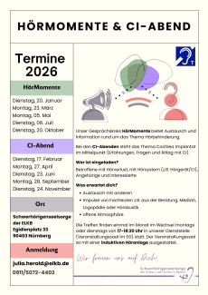 Flyer HörMomente & CI-Abend Termine 2026