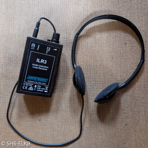 ILR3-Empfänger plus Kopfhörer zum Testen einer induktiven Höranlage ohne Hörsystem